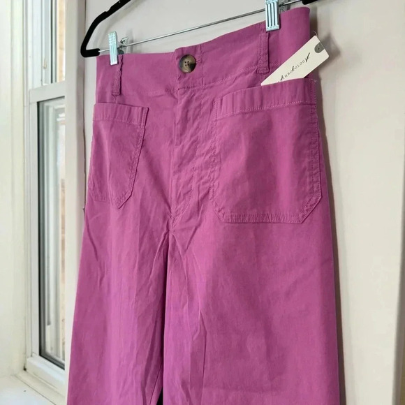 NWT Anthropologie The Colette Linen Cropped Wide Leg Pants Maeve Pink Rose 31 - Picture 8 of 13